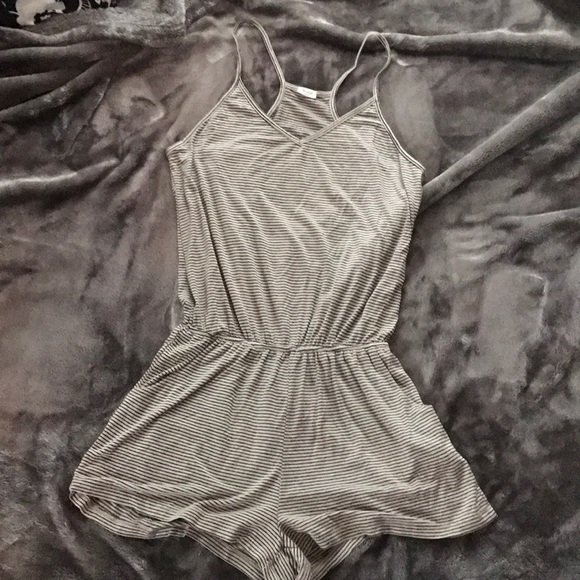 Black and White Stripped Romper (Brandy Melville) - Picture 1 of 2